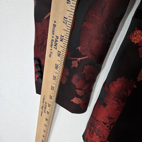 Mazari Tuxedo Jacket & Bowtie Sz S Black Red Floral Formal Holiday Evening - Picture 14 of 16